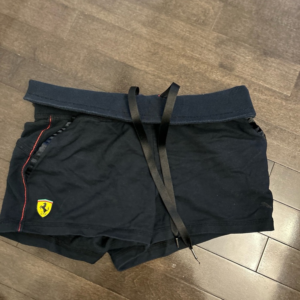 Ferrari Black Athletic Shorts with Red Stitching